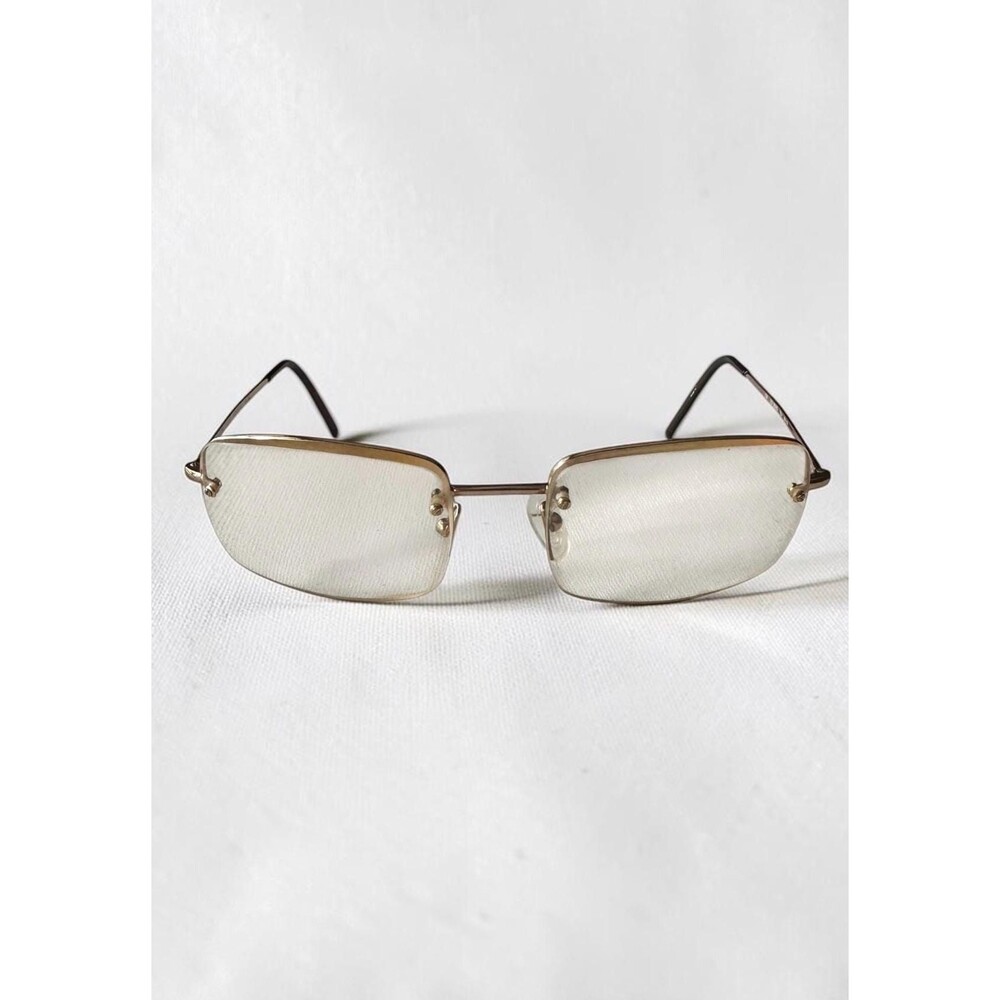 Vintage Gucci Eye Glasses Frames Metal Gold Half Rim GG1653/S